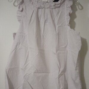 J Crew women's to purple/white stripes sizeL babydoll Y2K ruffle neck & sleeves